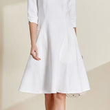 White Boat Neck Dress