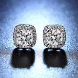 Princess Cut Full-Diamond Simulated Moissanite Stud Earrings