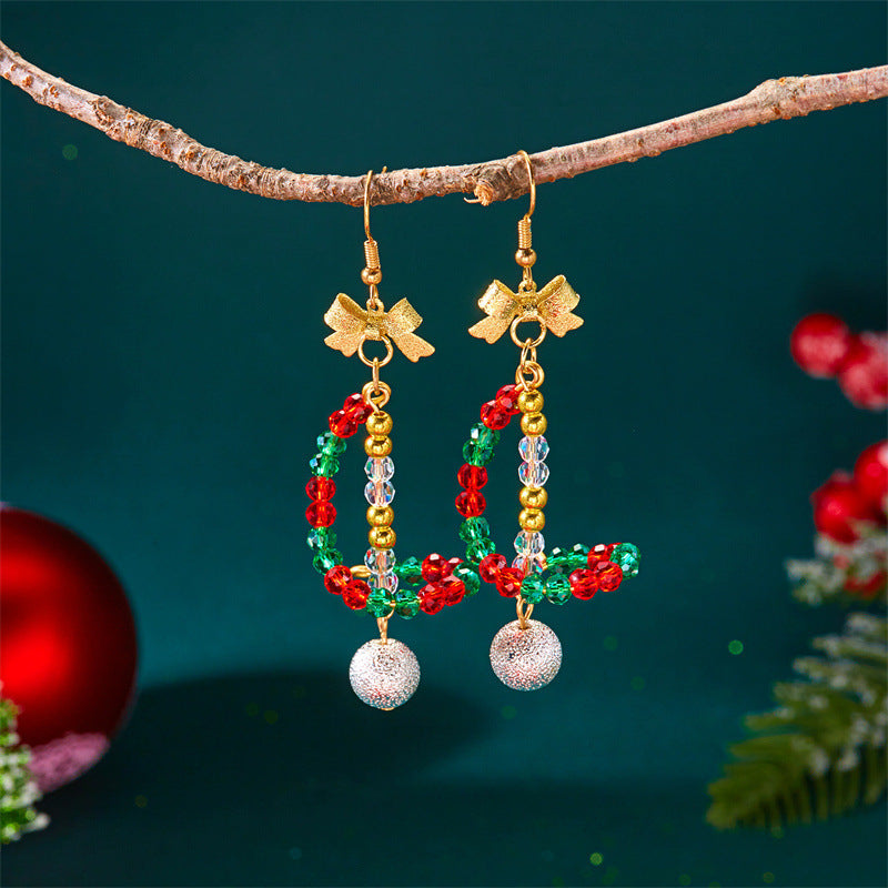 Christmas Beaded Bow Drop Earrings (Multi - Styles)
