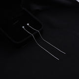 S925 silver brushed cube long tassel earrings