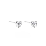 Shiny Zircon Heart Stud Earrings