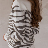 Zebra Jacquard Crewneck Sweater