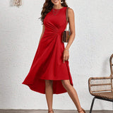 Sleeveless Ruched A-Line Midi Dress