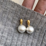 S925 Silver Needle Matte Metal Ball Drop Earrings