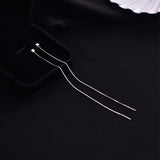 S925 silver brushed cube long tassel earrings