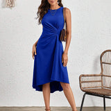 Sleeveless Ruched A-Line Midi Dress