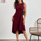Sleeveless Ruched A-Line Midi Dress