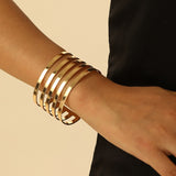 Gold-Plated Titanium Steel Multi-Ring Minimalist Bangle