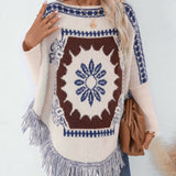 Vintage Jacquard Fringe Cape
