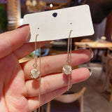 Silver Needle Cat's Eye Chain Threader Earrings