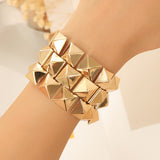 Gold-Plated Titanium Steel Pyramid Stud Bracelet