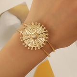 Gold-Plated Titanium Steel Sunburst Open Cuff Bracelet