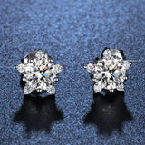 Snowflake Simulated Moissanite Light Luxury Stud Earrings