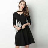 V-neck A-line Mid Length Dress