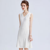 Fishtail V-neck white dress