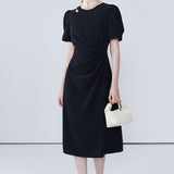 Round Neck Bubble Sleeve Dress