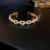 Gold-Plated Zircon Titanium Steel Chain-Link Women’s Bangle