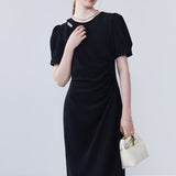 Round Neck Bubble Sleeve Dress