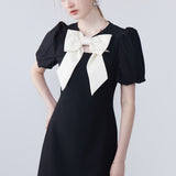 Bubble Sleeve Bow Dress