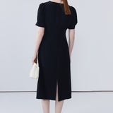 Round Neck Bubble Sleeve Dress