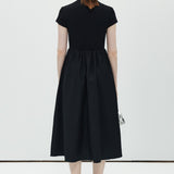 Half High Collar Patchwork Dress