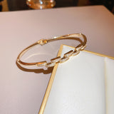 Gold-Plated Zircon Titanium Steel Chain-Link Women’s Bangle