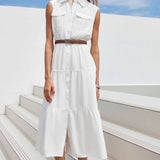 Collar Sleeveless Mid Length Dress