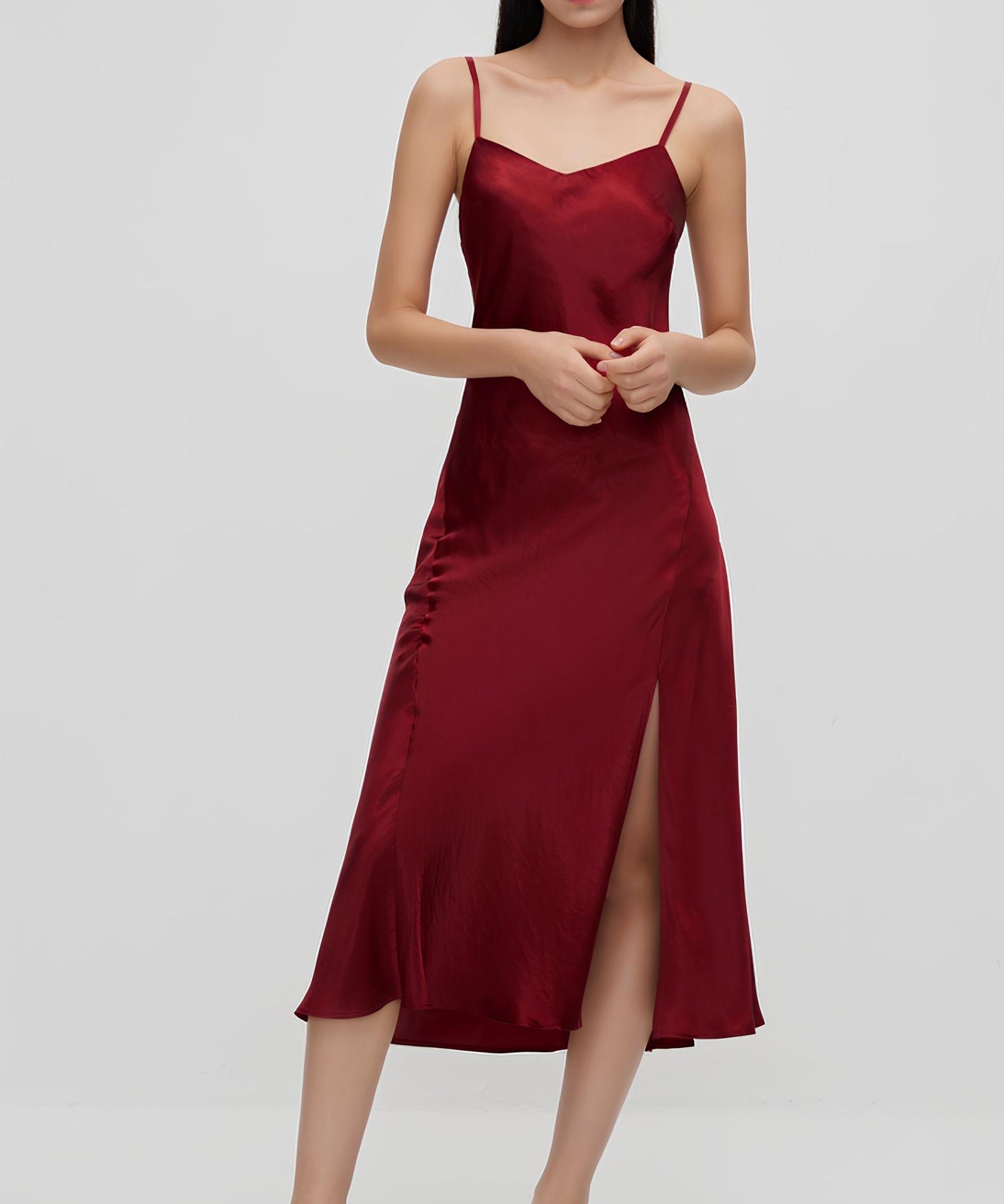 V-Neck Silky Dress