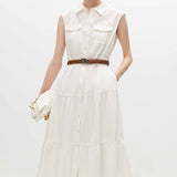 Collar Sleeveless Mid Length Dress