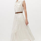 Collar Sleeveless Mid Length Dress