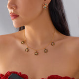 Gold Multi-Snowflake Gem Jewelry Set