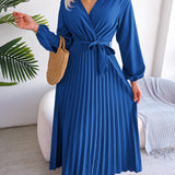 V-Neck Pleated Maxi Dress
