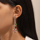 Silver Plated Christmas Candy Dangle Earrings