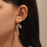 Gold Glitter Candy Cane Christmas Earrings