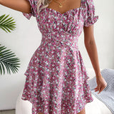 Floral Tie - Waist Flare Dress