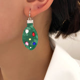 Green Christmas Light Bulb Earrings