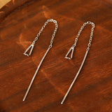 999 Silver Hollow Water Drop Ear Threads