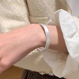 925 Silver Brushed Matte Wide Cuff Bracelet