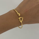 Stainless Steel Open Heart Cuff Bangle