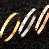 Couple Zircon - Inlaid Titanium Steel Bangle