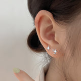 Asymmetric Four - Pointed Star Stud Earrings