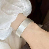 Brushed Wide Silver Cuff Bracelet