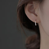 C - Shaped Zircon Row Hoop Earrings
