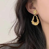 Gold Pleated Irregular Drop Earrings
