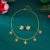 Gold Multi-Snowflake Gem Jewelry Set