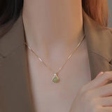 Titanium Steel Hetian Jade Fortune Bag Necklace