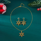 Gold Christmas Snowflake Gem Jewelry Set