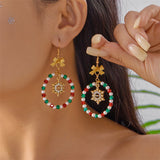 Christmas Beaded Bow Drop Earrings (Multi - Styles)