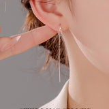 999 Silver Hollow Water Drop Ear Threads