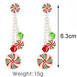 Silver Plated Christmas Candy Dangle Earrings
